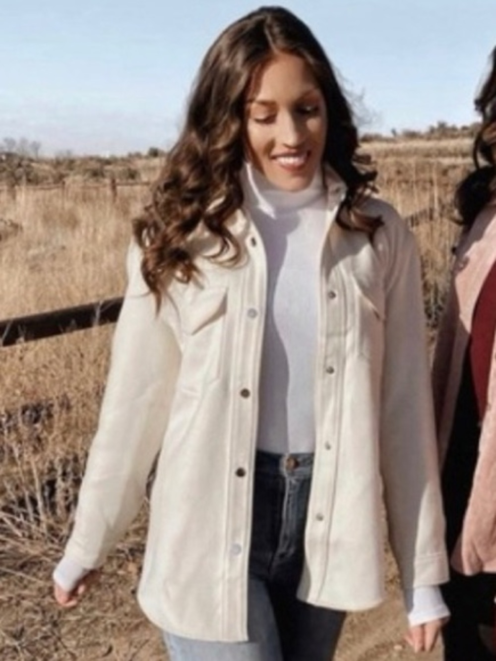 Abercrombie and Fitch Cozy Neutral Jacket Shacket Front Snap